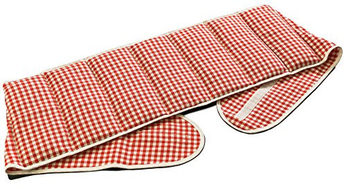 Traubenkernkissen 7-Kammer mit Gürtel & Klettverschluss - Länge ca. 135cm - rot-weiß - Wärmekissen XXL Körnerkissen