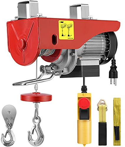 VIVOHOME Electric Hoist, 110V 440 Lbs Winch with Remote Control, Zinc-Plated Steel Wire Hoist for Garage, Warehouses, Factories 38ft Lifting Height with Emergency Stop Switch ETL Listed