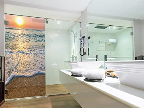 AufkleberDealer.de wasserdichte Folie für Ihre Dusche, Sichtschutz Duschabtrennung, hochwertiger Druck auf Glasdekor -Folie in Sandstrahl -Optik mit satinierten Oberfläche