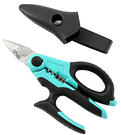 C.JET TOOL Electrician Scissors, 170mm/7” Stainless Steel, Multi-Grip Design Aluminium Copper Soft Cable