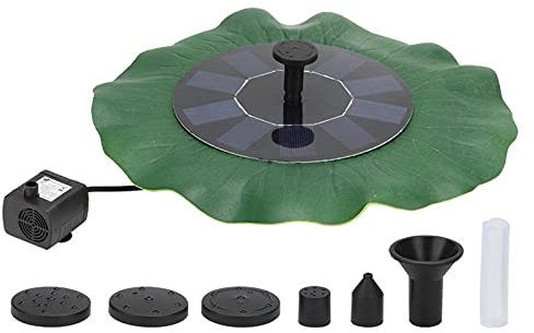 EVTSCAN Pompe de Fontaine de Bain d'oiseaux Solaire, Pompe de Fontaine d'eau à énergie Solaire Flottante sur Pied pour Bain d'oiseaux, Jardin, étang, Piscine, extérieur(800MA/Lotus)