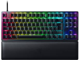 Razer Huntsman V2 Tenkeyless (Switches Rouges) - Clavier Gamer Optique (Switches Optiques Linéaires et Silencieux, Touches en PBT Doubleshot, Repose-Poignet) Clavier AZERTY | Noir