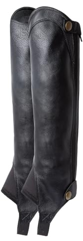 HORZE Mini-Chaps synthétiques pour Adolescents Billie, Noir, 8-10