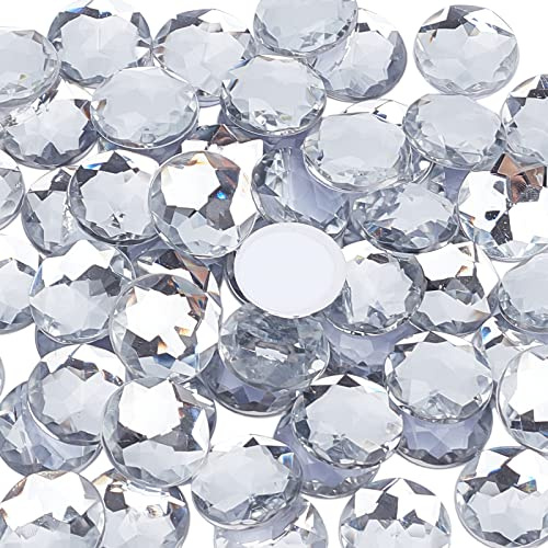 FINGERINSPIRE 60 pezzi 20 mm retro piatto rotondo strass acrilico con contenitore trasparente autoadesivo cristallo cerchio gemme scintillanti adesivi in plastica per fare costumi Cosplay gioielli