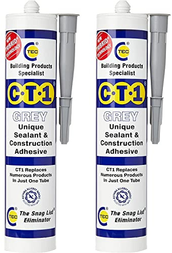CT1 - Building Sealant & Adhesive Snag Tube for Virtually Any Material (Grey Twin Pack) (CT1-Twin-Pack)