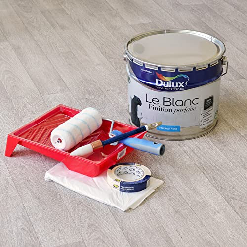 Dulux Valentine Le Blanc Finition Parfaite - Peinture Intérieure Murs, Plafonds et Boiseries - 98% d'opacité - Mat Blanc 10 L - Accessoires inclus