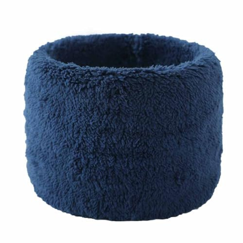 SHTGOI Écharpe tube en peluche épaisse - Écharpe d'hiver avec polaire - Unisexe - Large protection auditive - Écharpe moelleuse - Écharpe ronde pour hommes et femmes en hiver, Bleu saphir, taille