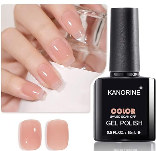 KANORINE Smalto in gel trasparente, colore rosa naturale traslucido, per nail art, manicure fai da te e pedicure a casa, 15 ml