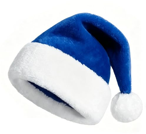 KONVINIT Santa Hat Christmas Hat for Adult Deluxe Plush Thick Warm Red