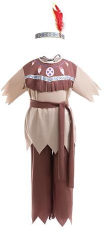Lito Angels Déguisement Natif Américain Garçon, Brun, 5-7 ans