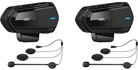 Beelooom Lot de 2 microphones intercom B35 pour moto, Bluetooth 5.0, casque d'écoute, radio FM, Hi-Fi, qualité sonore, noir Siri, 750086341