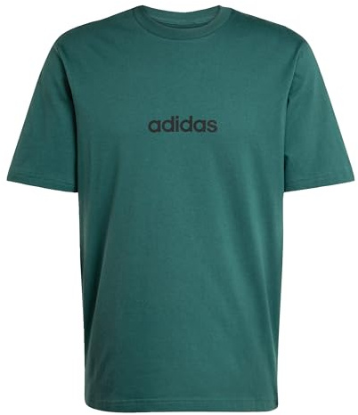 adidas Men's Essentials Linear Single Jersey Shirt, Collegiate Green/Black, M