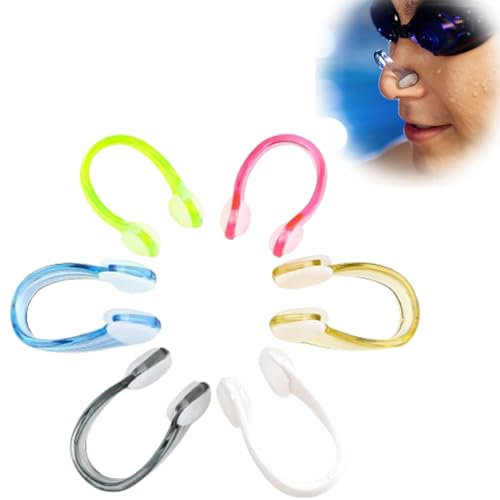 6 Piezas Pinzas de Nariz para Natación, Clips de Nariz para Nadar, Nasales De Silicona para Nadar Reutilizable para Adultos Niños Principiantes Nadadores
