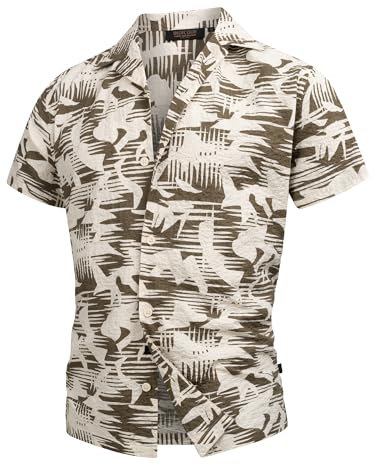 Indicode Hombres INDarcy Shirt | Camisa de Manga Corta con Cuello Kent de algodón Army XXL