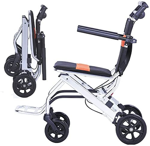 Silla de ruedas ultraligera de aluminio, silla de ruedas portátil, plegable, propulsada por asistentes, silla de viaje con reposabrazos oscilantes y reposabrazos, ayuda de movilidad para silla de