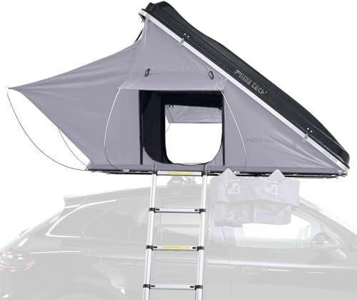 Prime Tech Hartschalen-Autodachzelt Delta 4.0 - Cover schwarz - schwarz/hell grau - Leichtbau mit Automatik-Öffnung