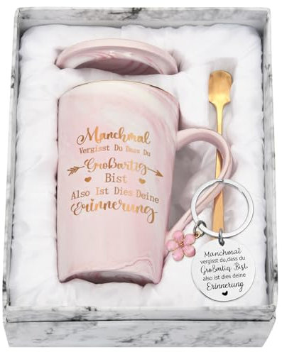 Joymaking Geschenke für Frauen Kaffeetasse Geburtstagsgeschenk für Freundin Weihnachten Valentinstag Tasse mit Schlüsselanhänger Geschenk für Kollegin, 400ml Rosa