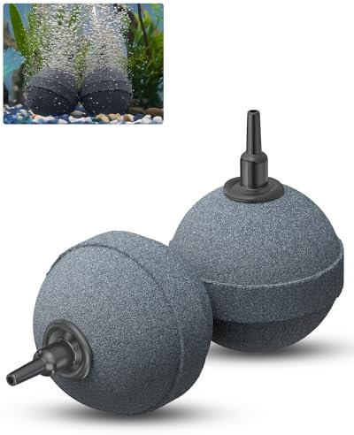 Pawfly Aquarium Air Stone 5 cm Grey Ball Diffuser Bubble Release Tool for Air Pumps Fish Tanks Buckets Ponds and DWC Reservoirs, 2 Pack