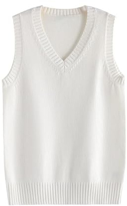 LIUYUYOUGO Pullover Senza Maniche da Donna Gilet da Donna Classico con Scollo A V Uniforme in Cotone Tinta Unita Maglioni Senza Maniche Canotta in Maglia Casual Gilet in Cotone Lavorato A Maglia BIA