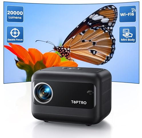 Mini Proiettore Proiettore Portatile TOPTRO Videoproiettori 5G WiFi Bluetooth 5.2 Full HD Supporta Focus Elettrico 1080P Correzione Verticale