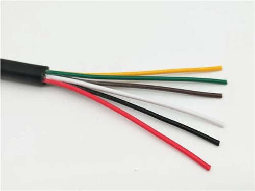 5Meter 24 AWG 22 AWG 20 AWG RVV 2/3/4/5/6/7/8 Cores Copper Wire Cable Black Soft Sheathed Wire(24AWG 6C 5Meter)