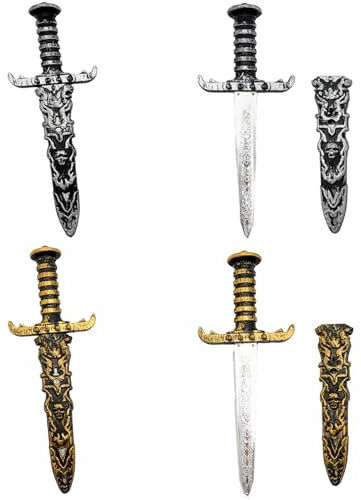JINJUMEI 4 Pezzi Spada Giocattolo Pugnale Pirata, Spade di Plastica di Halloween, Coltello Finto Spada Pirata, Spada Giocattolo di Plastica per Oggetti di Scena Costume Pirata Festa Pirata Antico