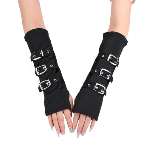 Gants Sans Doigts Gothique Punk Mitaines Manchettes à Lacets Long Femme Steampunk, Confortables À Porter, Pour Fêtes, Festivals De Cosplay