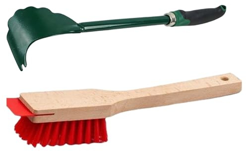 Racloir de Pont de Tondeuse avec Poignée Longue Ergonomique, Outil de Nettoyage de Pont de Tondeuse, Brosse à Poils rigides pour Une Nettoyage Efficace de la Tondeuse à Gazon