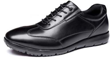 Scarpe da ginnastica da uomo in pelle leggera, supporto per l'arco plantare, resistenti agli odori e anti-fatica per camminare tutto il giorno | Raccomandate dal fisioterapista, Nero , 40 2/3 EU