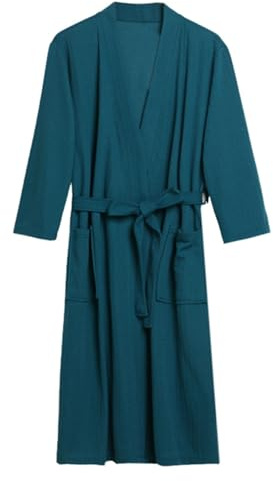 MODSGUE Albornoz de piqué para mujer, algodón, hasta la rodilla, bata fina para sauna, bata de baño para otoño, kimono, sauna, para viajes, fiesta en la piscina, sauna, verde, 3XL