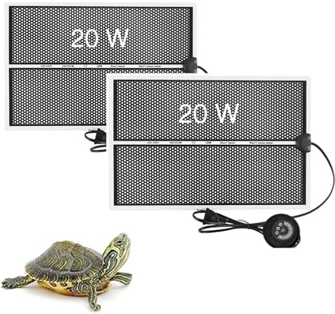 Reptil Värmemattor 20 W värmematta terrarium 42 x 28 cm Reptil värmekudde med 7-stegs temperaturkontroll 3-stegs timer terrarium värmekudde för sköldpadda orm ödla gecko spindel (2 st)