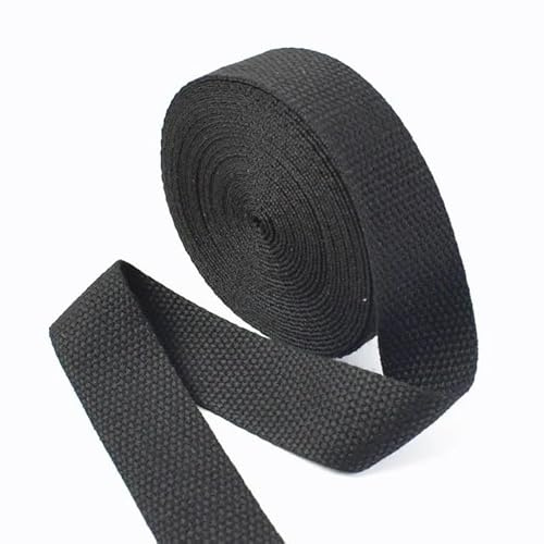 WEOKDFHA sadelgjord 5 meter 20/25/32/38 mm 1,3 mm tjockt bomullsband väskor rem plagg band bälte gör-det-själv kläder sömnad tejp snedremsning (svart, 20 mm)