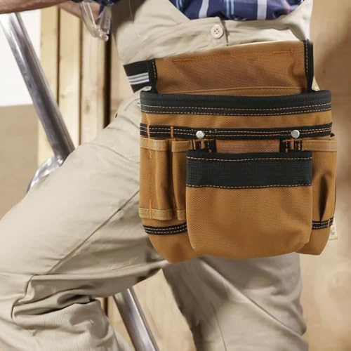 Werkzeuggürtel mit Hosenträgern, robuste Werkzeugweste für Tischler, Elektriker, verstellbar, 1200D Oxford-Gewebe, Arbeitstasche Set, bequem zu tragen den ganzen Tag (A)