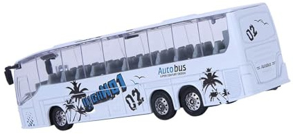 Depisuta Skala 1:50 Bilmodell i Aluminium med Ljus och Musik, Tålig Leksaksbuss, Utsökt Utförande, Barnleksak, Vit, Lämplig för Småbarn (Vit)