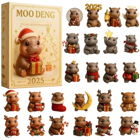 Yorajuy julkalender - 2D akryl flodhäst hänge, 24 dagar julkalender 2025 - för barn pojkar nyår fans semester samling