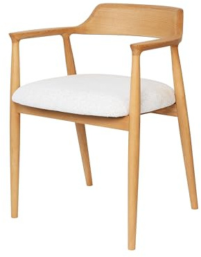 Generisk klassisk trästol med stoppad sits – tidlös design för vardagsrum och matsal – lätt design – högkvalitativ ekträkonstruktion