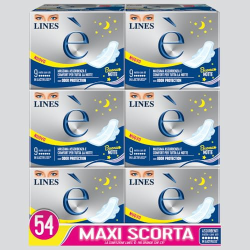 Assorbenti LINES È NOTTE con ali x54 pezzi per ciclo mestruale