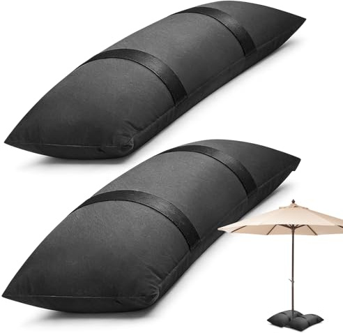 Sandbags for Weighting, Set of 2, 73 x 29 cm, Fillable Sandbag Weighting, Sand Bag 20 kg for Parasol, Trampoline, Garden Furniture, Black