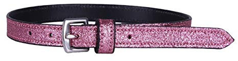 ARBO-INOX® - Sporenriemen aus Leder - in Glitzeroptik - mit Edelstahlschnalle (Rosa)