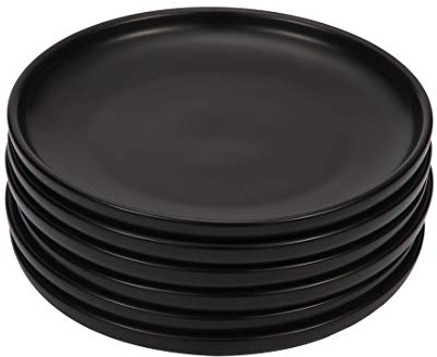 BonNoces 6 Inches Small Appetizer Plates Matte Porcelain, Elegant Mini Size Round Serving Plates for Dessert, Salad, Snacks, Set of 6 (Black)