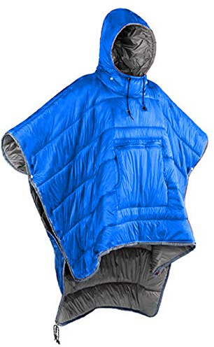 Poncho cape de pluie Vestes Coupe-pluie Camping En Plein Air Cape Avec Chapeau Étanche Chaud Epais Sac De Couchage pour Adultes Hommes Femmes Hiver Moto Voyager Randonnée (bleu royal)