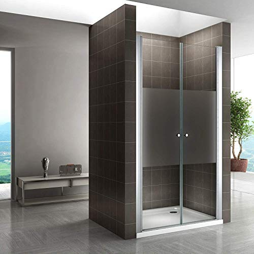GINA Porte de douche H. 180 cm largeur réglable 68 à 72 cm verre semi-opaque