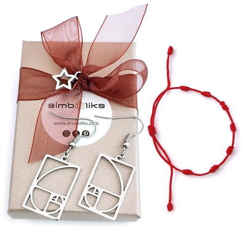 SIMBOLIKS Espiral Fibonacci Pendientes Proporción Áurea Geometría Sagrada Joyas Espirituales con Sentido Yoga Pendientes de Protección Amuleto para Mujer Acero Inoxidable Diseño Dangle