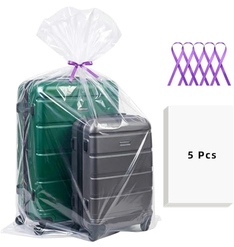 Extra Large Clear Plastic Storage Bags,5Pieces 40x60 Inches Big Giant Jumbo Huge Plastic Storage Bags for Luggage, Suitcase,Furniture,5 Ribbons Included