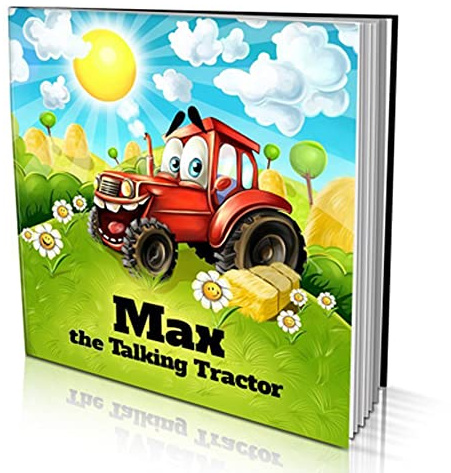 Personalised Story Book by Dinkleboo -The Talking Tractor - for Kids Aged 0 to 8 Years Old - A Story About Your Child Being a red Tractor That Never Stops Talking!- Smooth, Matte Finish. Soft Cover