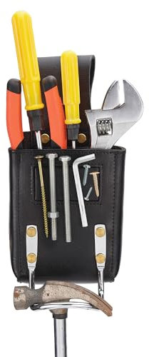 quipuda Werkzeugtasche für Gürtel, Echtes Leder Werkzeug Gürteltasche, Mit Magnetischem Bereich, Werkzeugtasche mit Hammerhalter für Tischler, Gärtner, Rahmenbauer, Dachdecker, Handwerker (Schwarz A)