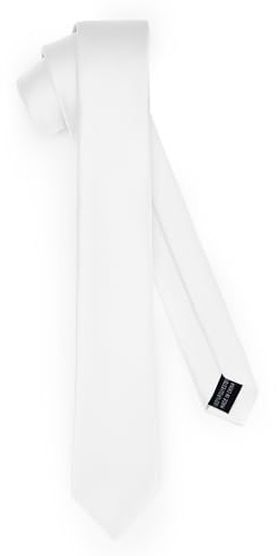 Ladeheid Cravate classique pour hommes, mate, parfaite pour le bureau et les festivités, couleurs variées - Idéale pour les réunions d'affaires, mariages 150cm x 6cm TMM-6 (150cm x 6cm, Blanc)