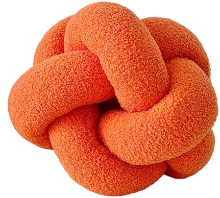 Cuscino a forma di palla con nodo, morbido cuscino decorativo per la casa, rotondo, realizzato a mano, in peluche, elastico, per dormire, cuscino rotondo bouclé, cuscino fotografico arancione