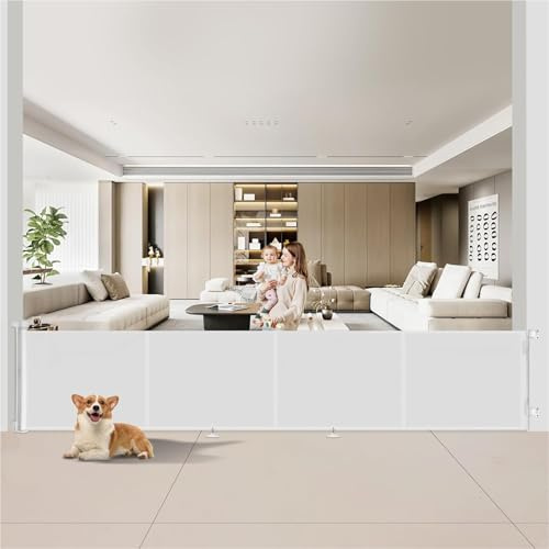 Barrière de Sécurité Rétractable 5M, Barrière Securite pour Escaliers, Couloirs et Portes, Utilisation Intérieure et Extérieure