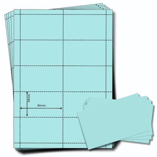 OfficeGear Blue Name Badges ID Insert Cards Refills 10-up [25 Sheets 250 Pack] 90x54mm Printable A4 Card 160GSM, Perforated Cards for Conference Name Badge Holders - incl Design Template